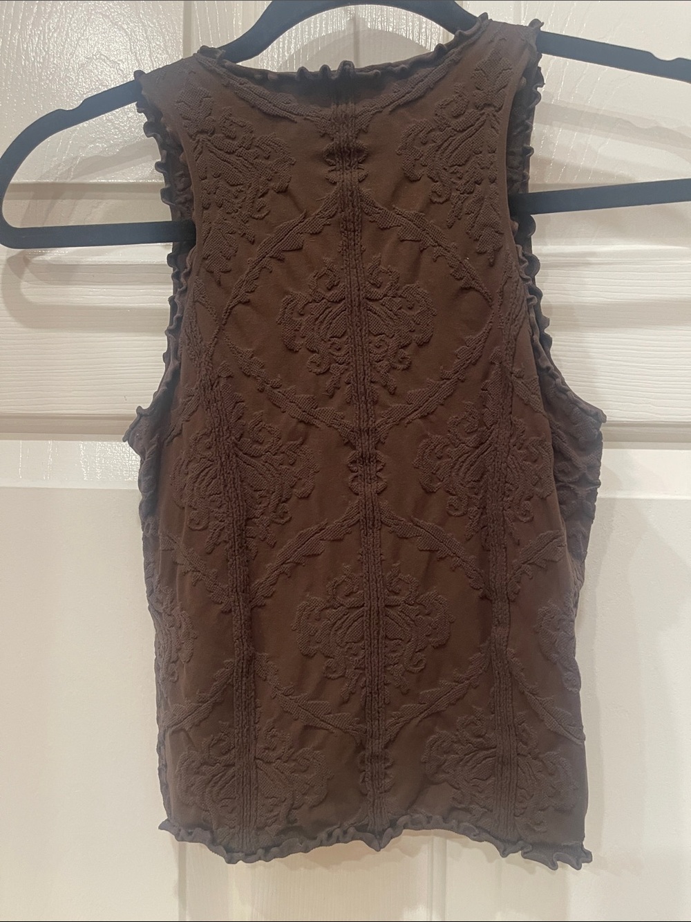 Free People- Brown Textured V-Neck Sleeveless Tank S:L/XL - Picture 3 of 3